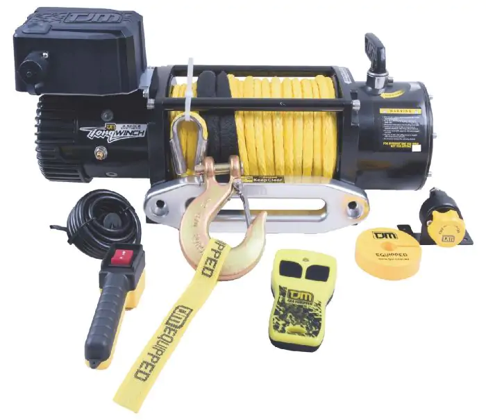 TJM TORQ WINCH 12000LB WITH YELLOW SYNTHETIC ROPE