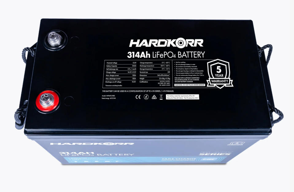 HARDKORR BLACK SERIES 314AH LITHIUM (LIFEPO4) DEEP CYCLE BATTERY (150A DISCHARGE)
