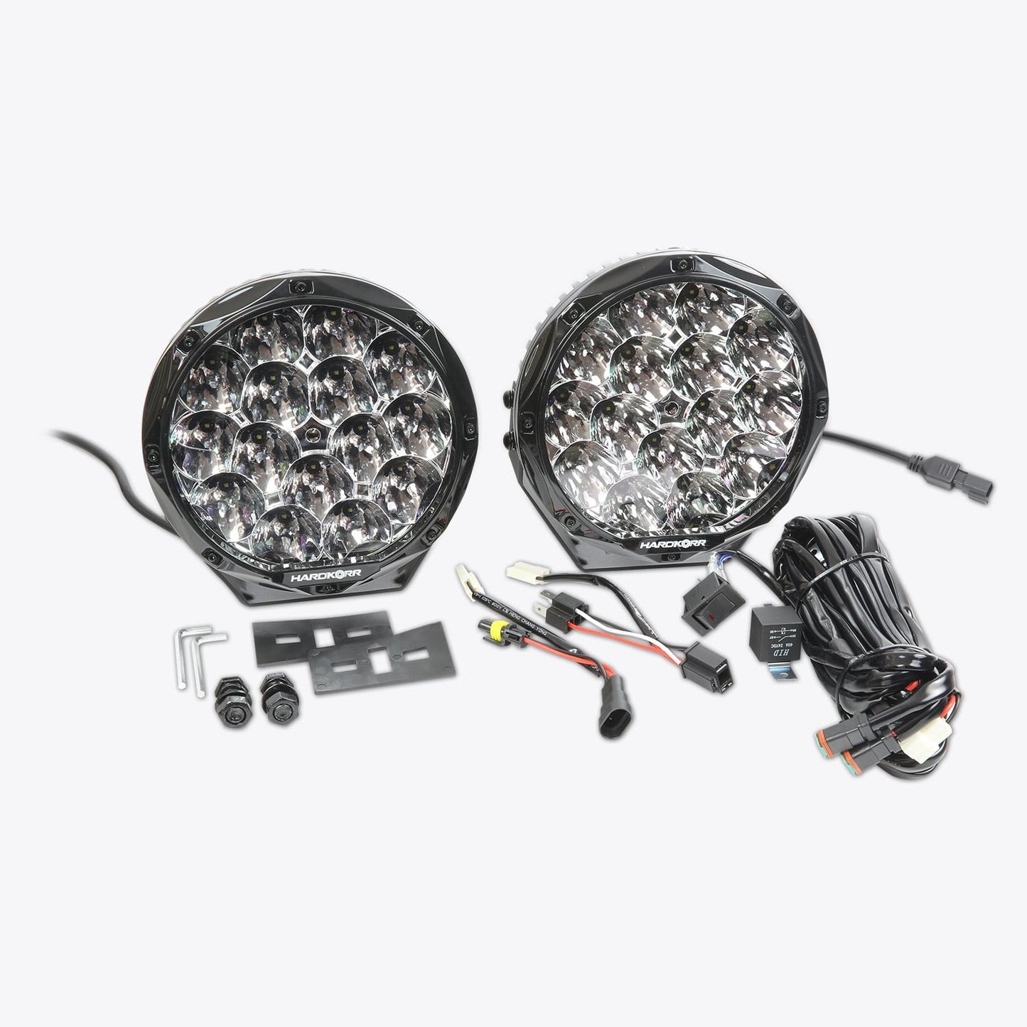 HARDKORR LIFESTYLE 8.5" LED DRIVING LIGHT SET(2) INCLUDES WIRING HARNESS