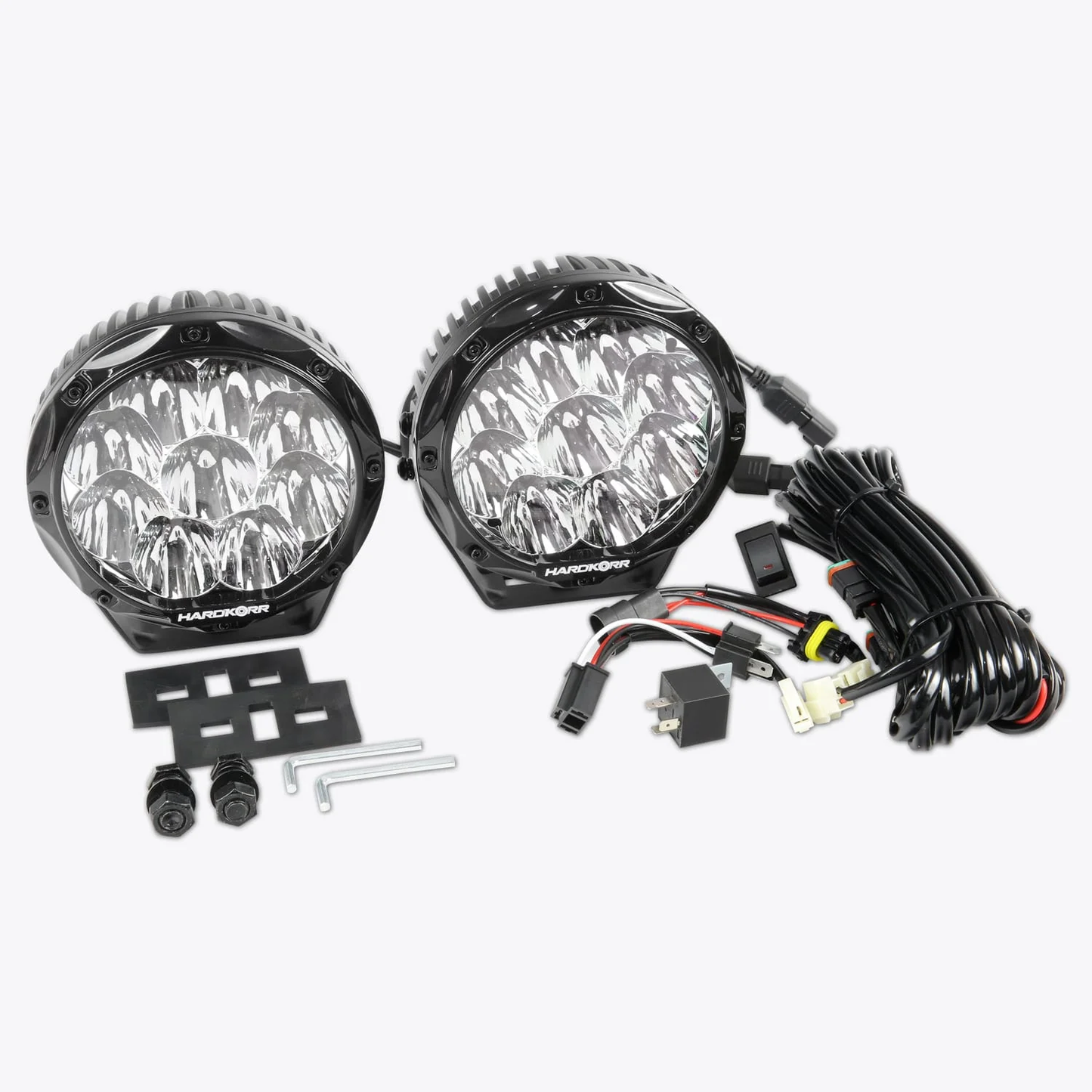 HARDKORR LIFESTYLE 7" LED DRIVING LIGHT SET(2) INCLUDES WIRING HARNESS