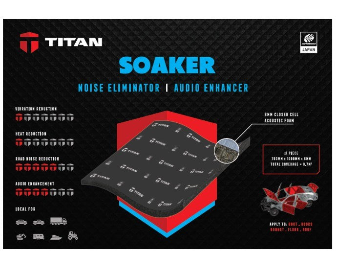 TITAN ACOUSTIC FOAM SHEET (Qty1) 700x1000x6MM 0.7 SQ/M PEEL N STICK