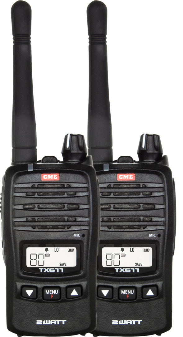 GME 2 WATT UHF CB HANDHELD RADIO 2PK