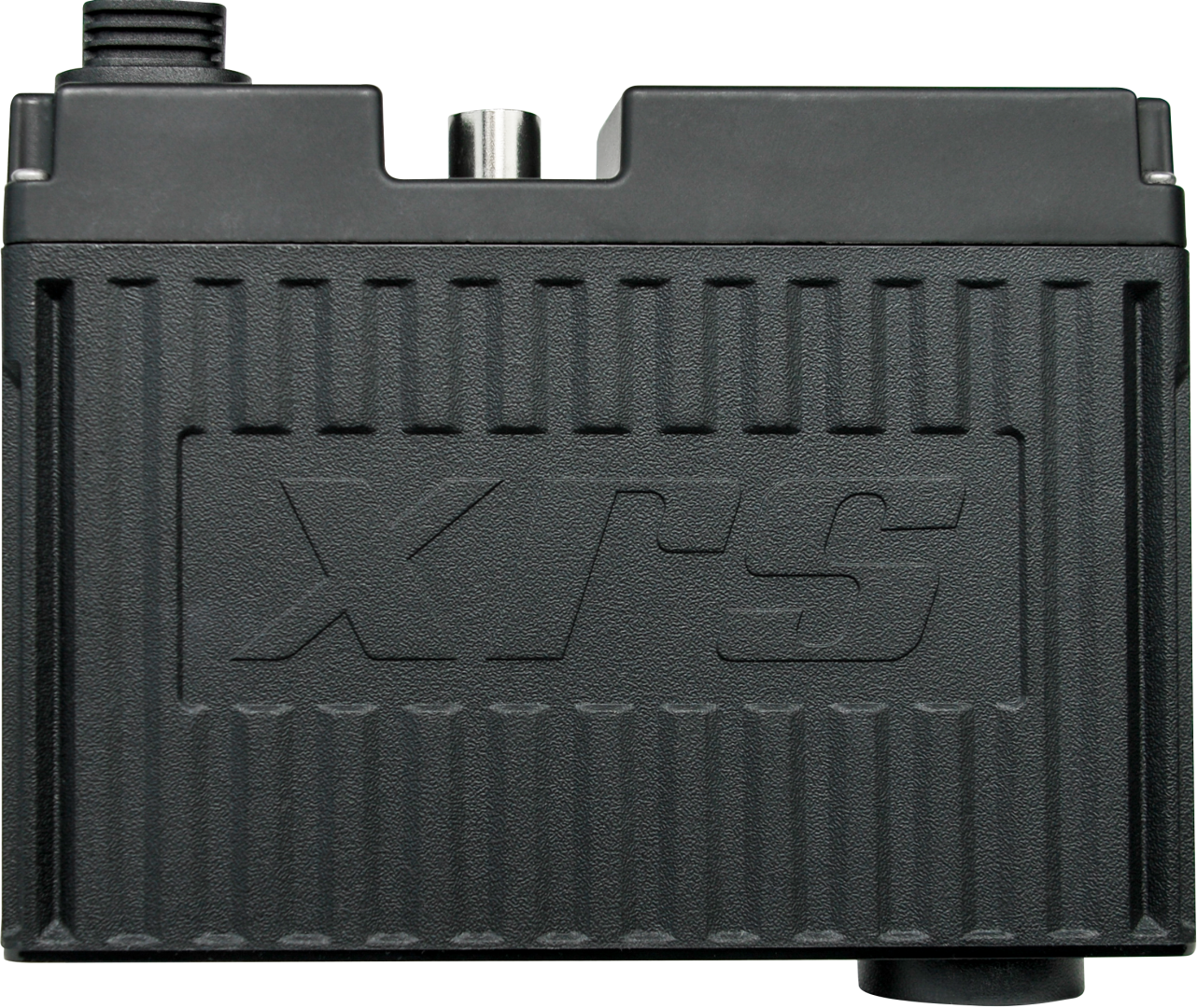 Black metal component with 'XPS' branding on a white background