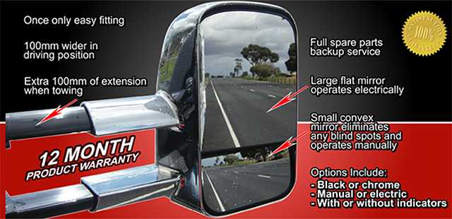 Clearview Towing Mirrors Jeep Grand Cherokee 2011 (MY11) to 2019
