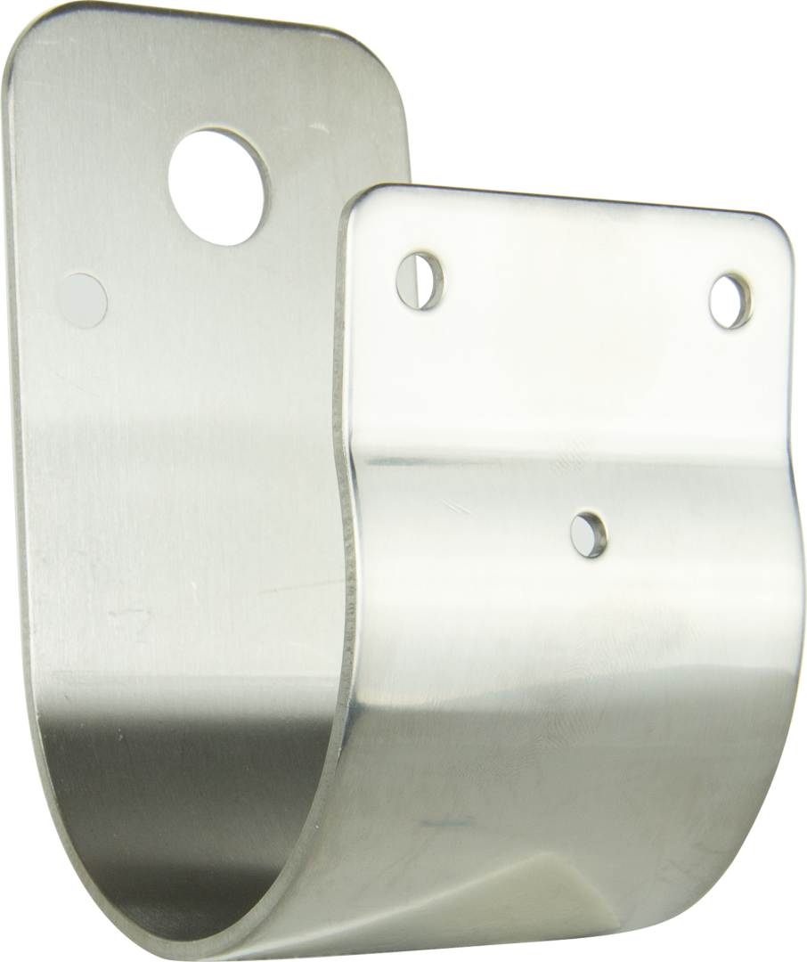 Two metal brackets on a white background