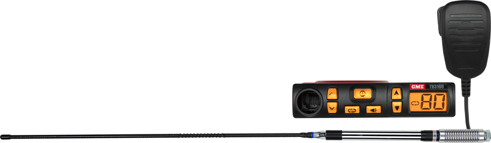 Walkie talkie with telescopic antenna on a white background