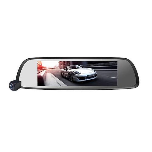 AXIS 6.86” Touchscreen Rearview Mirror Kit with Dual DVR