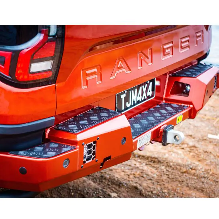 FORD RANGER PY (06/22+) TJM REAR PROTECTION STEP TOWBAR BLACK STEEL