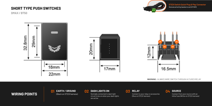 MAZDA BT50 / IZUSU D-MAX STEDI PUSH SWITCH | LIGHT BAR