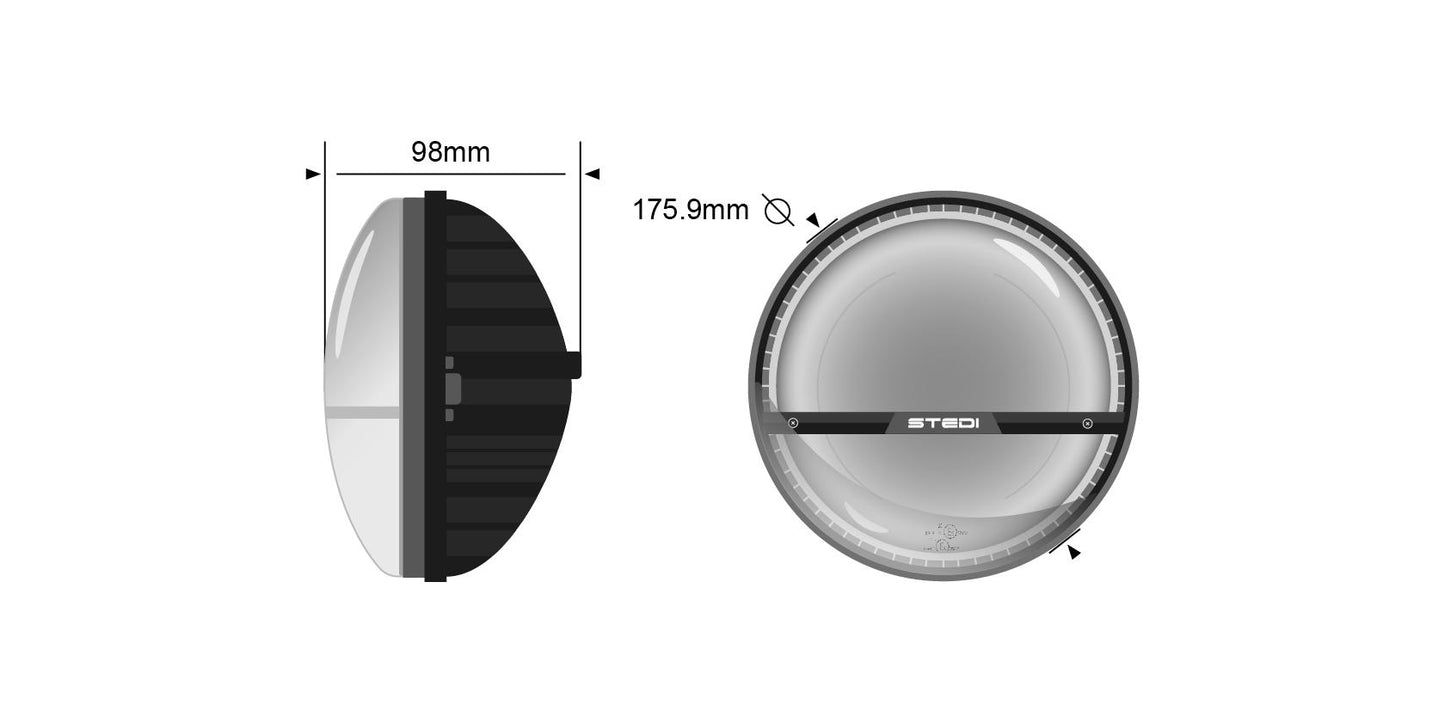 STEDI HOMAGE 7" LED HEADLIGHT  CHROME (3000K)