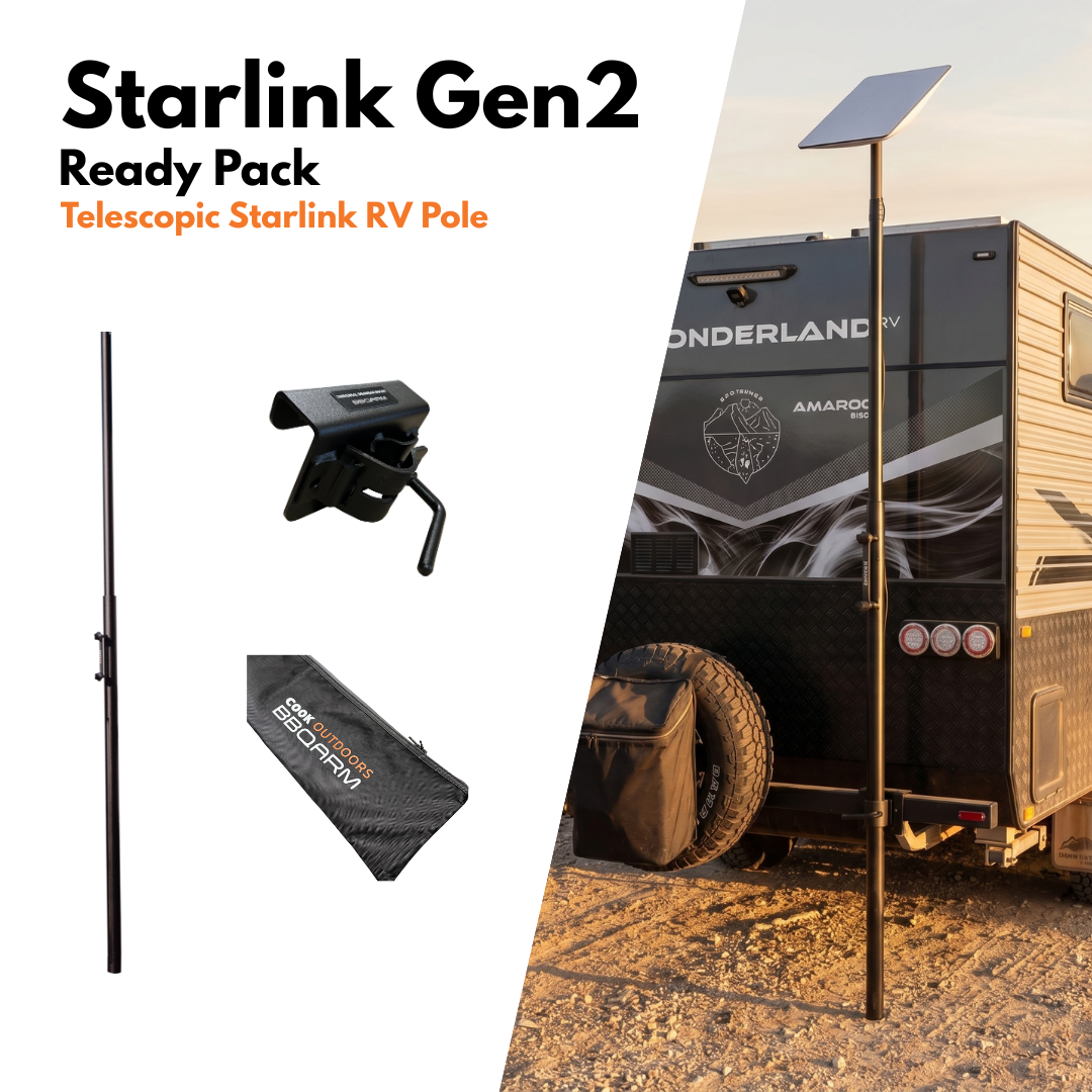 BBQARM STARLINK GEN 2 READY PACK WITH TELESCOPIC STARLINK RV POLE