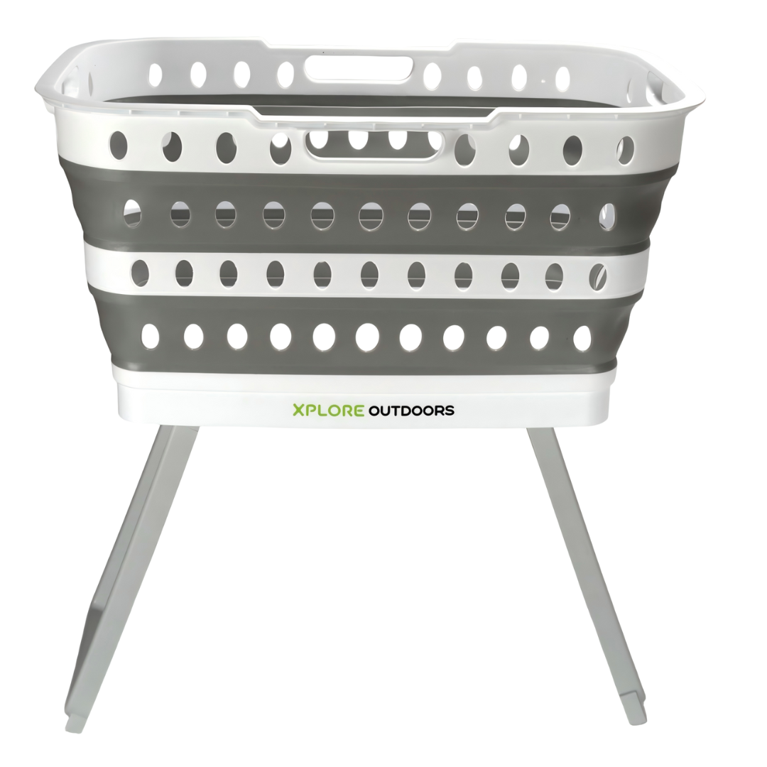 XPLORE OUTDOORS COLLAPSIBLE LAUNDRY BASKET WITH FOLD OUT LEGS