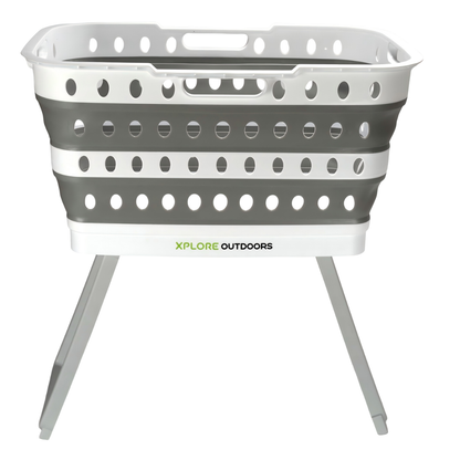 XPLORE OUTDOORS COLLAPSIBLE LAUNDRY BASKET WITH FOLD OUT LEGS