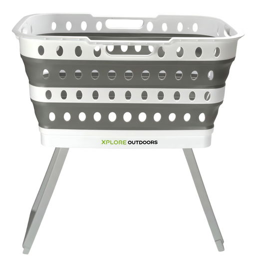 XPLORE OUTDOORS COLLAPSIBLE LAUNDRY BASKET WITH FOLD OUT LEGS
