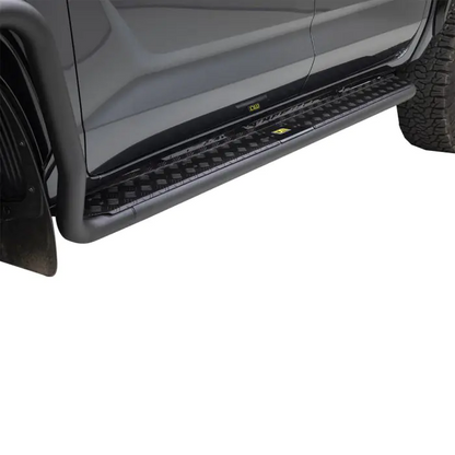 MITSUBISHI TRITON MV / NISSAN NAVARA D27-TJM SIDE STEPS MODULAR STEEL TEX BLACK 63MM