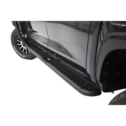 MITSUBISHI TRITON MV / NISSAN NAVARA D27-TJM SIDE STEPS MODULAR STEEL TEX BLACK 63MM