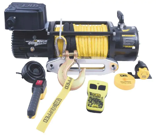 TJM TORQ WINCH 12000LB WITH YELLOW SYNTHETIC ROPE