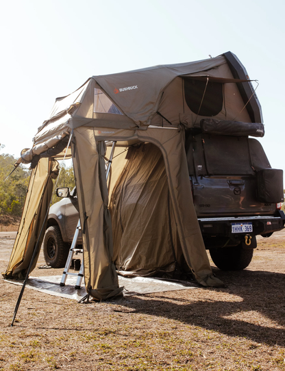 BUSHBUCK ARMOURDILLO ROOFTOP TENT 1.9X2.1m RHS With FREE Annex To Suit
