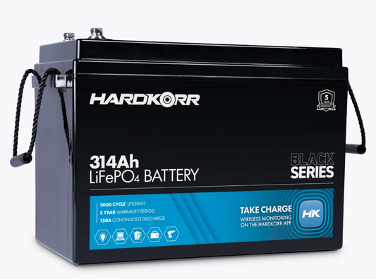 HARDKORR BLACK SERIES 314AH LITHIUM (LIFEPO4) DEEP CYCLE BATTERY (150A DISCHARGE)