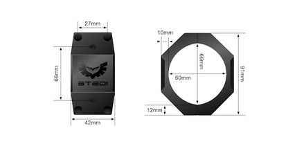 STEDI 60mm TO 66mm HEX BULL BAR TUBE MOUNTING BRACKETS