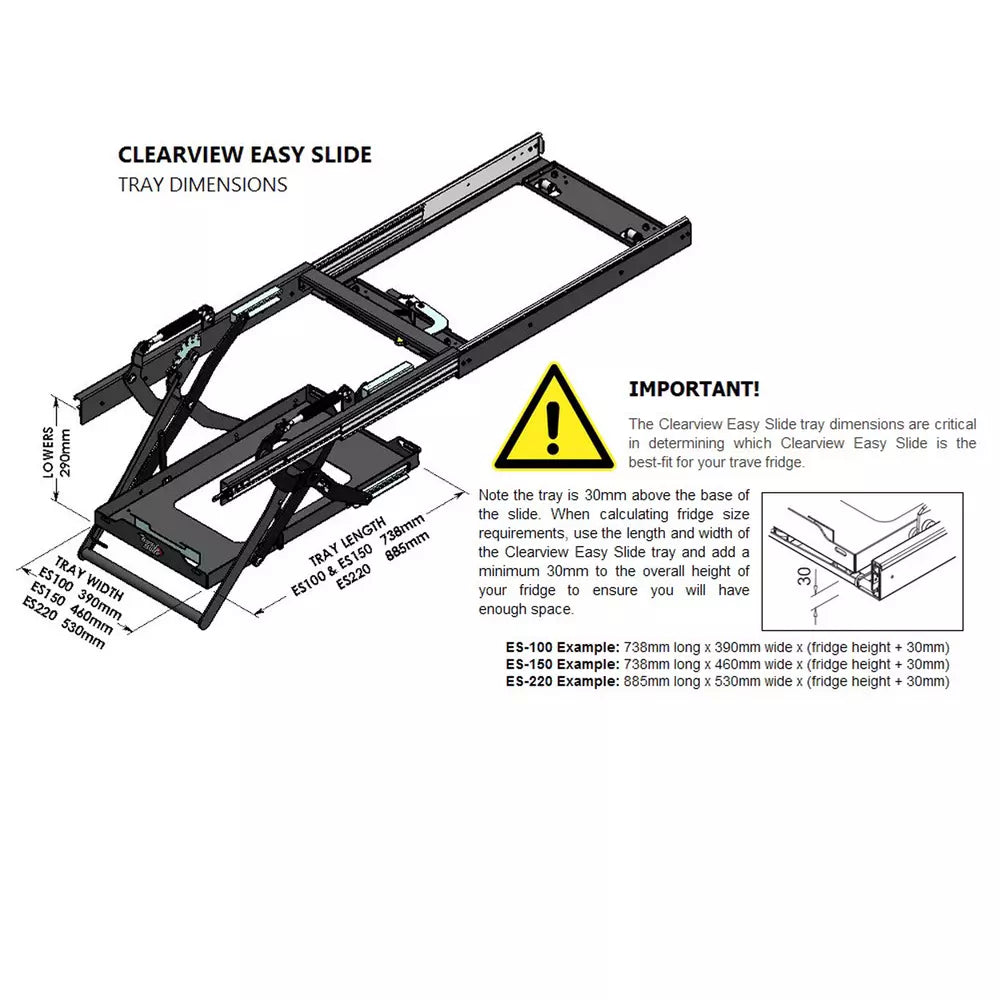 CLEARVIEW EASY SLIDE ES-100 PLUS TRAY SIZE 390X738MM