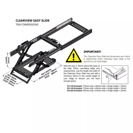 CLEARVIEW EASY SLIDE ES-100 PLUS TRAY SIZE 390X738MM