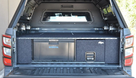 MITSUBISHI TRITON MQ/MR (2015-2024) WITH GENUINE TUB LINER-RVSS ALLOY FRIDGE DRAWER COMBO WITH 40L EVAKOOL FIT KIT