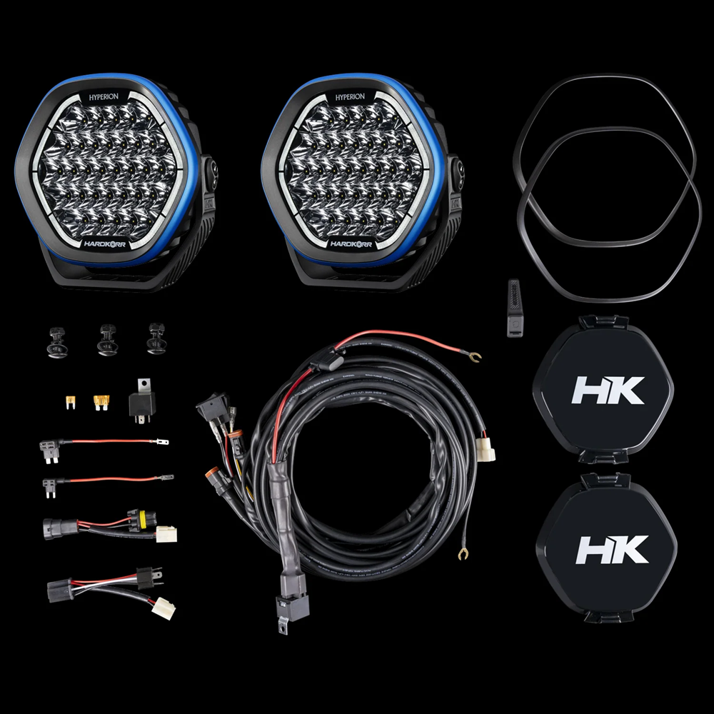 HARDKORR 9" HYPERION DRIVING LIGHTS (PAIR) 1 LUX @ 1183M INCL HARNESS
