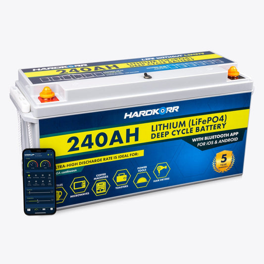 HARDKORR POWER 240AH LIFEPO4 DEEP CYCLE LITHIUM BATTERY WITH BLUE TOOTH