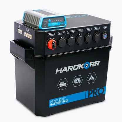 HARDKORR HEAVY DUTY BATTERY BOX PRO WITH 25A DCDC CHARGER