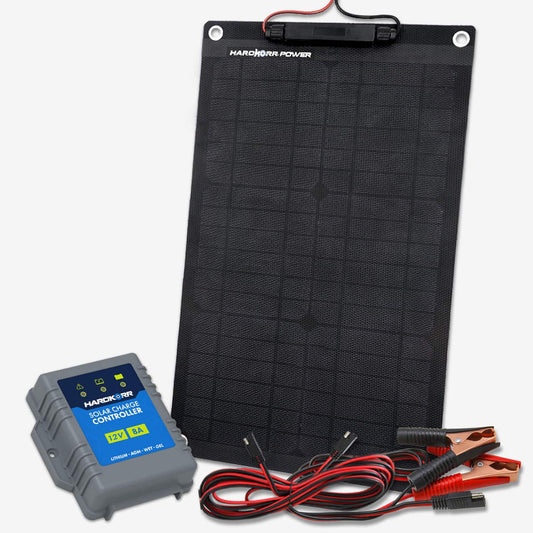 HARDKORR POWER SOLAR TRICKLE CHARGER W/CROCSKIN 15W 12V LITHIUM COMPATIBLE