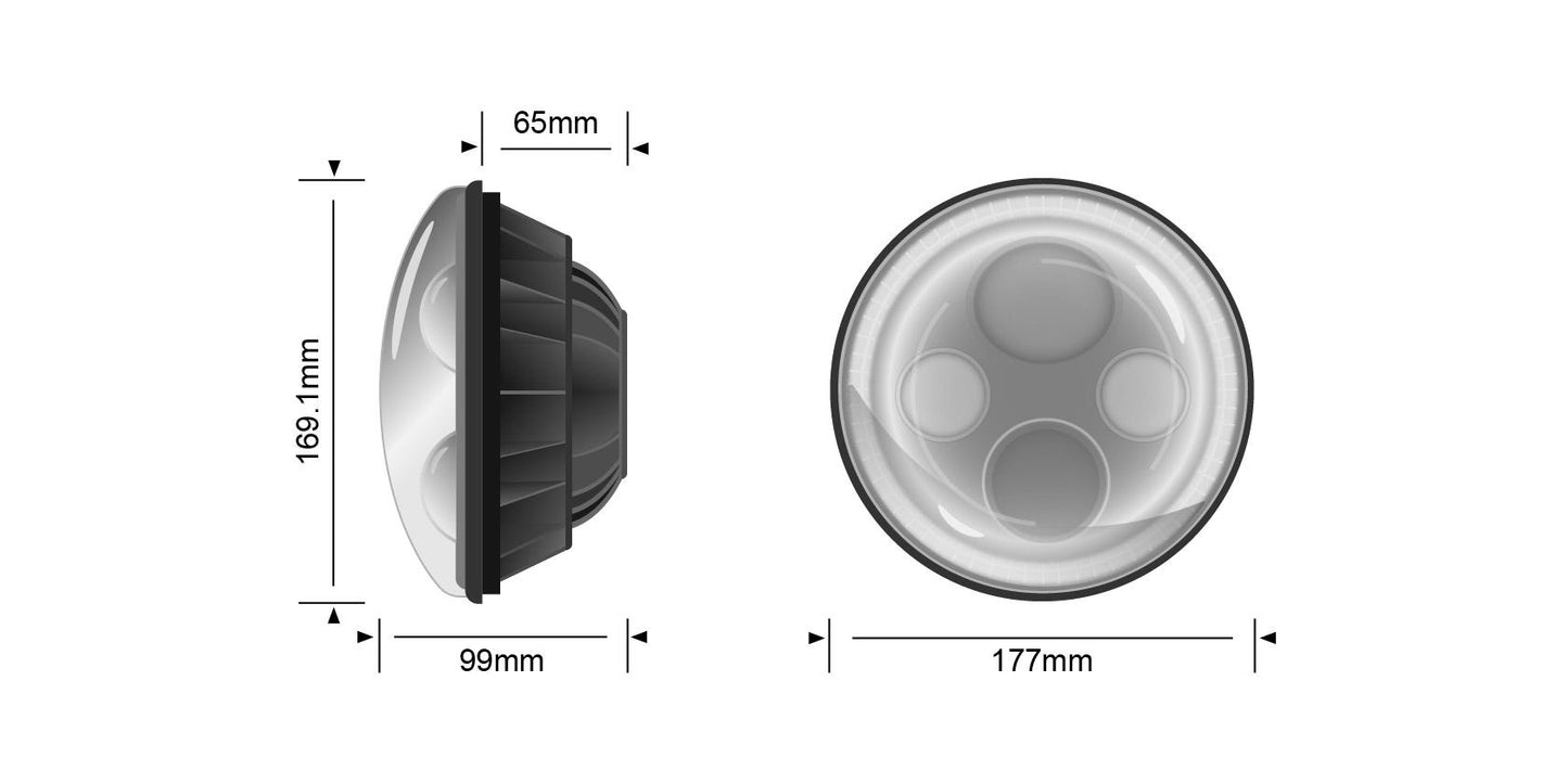 STEDI 7" IRIS CHROME LED H/LIGHT (PR)