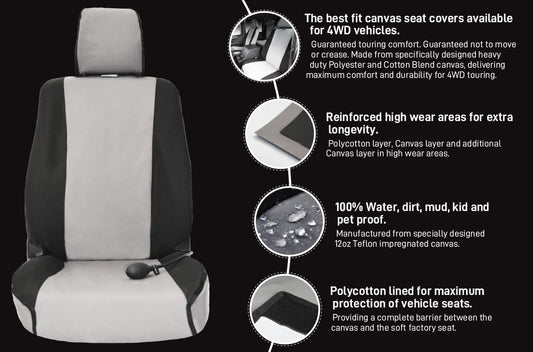 TOYOTA LANDCRUISER 100 Series MSA 4X4 SEAT COVERS 3rd ROW GREY CANVAS