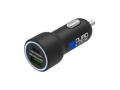 QUAD LOCK 48W DUAL CAR CHARGER - USB-C PD + USB-A QC3.0