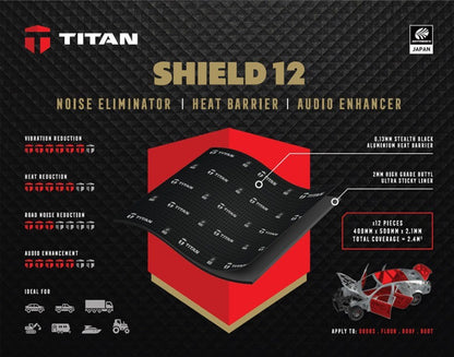 TITAN ACOUSTIC VIBRATION DEFENCE SHEETS (Qty 12) 400x500x2.1MM 2.4 SQ/M PEEL N STICK