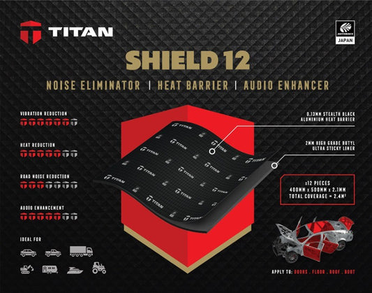 TITAN ACOUSTIC VIBRATION DEFENCE SHEETS (Qty 12) 400x500x2.1MM 2.4 SQ/M PEEL N STICK