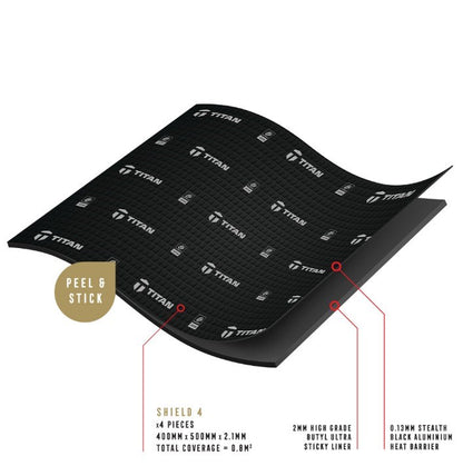 TITAN ACOUSTIC VIBRATION DEFENCE SHEETS (Qty 4) 400x500x2.1MM 0.8 SQ/M PEEL N STICK