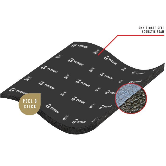 TITAN ACOUSTIC FOAM SHEET (Qty1) 700x1000x6MM 0.7 SQ/M PEEL N STICK