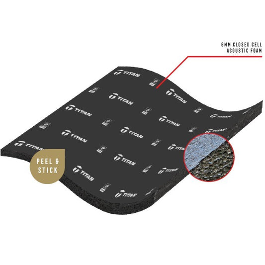 TITAN ACOUSTIC FOAM SHEET (Qty1) 700x1000x6MM 0.7 SQ/M PEEL N STICK