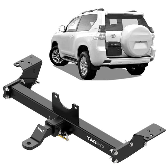 TAG HEAVY DUTY TOWBAR FOR TOYOTA PRADO 120 & 150 SERIES WITH SPARE WHEEL ON BACK DOOR (09/2002 - 06/2024)