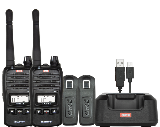GME 2 WATT UHF CB HANDHELD RADIO 2PK