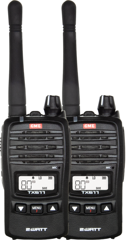 GME 2 WATT UHF CB HANDHELD RADIO 2PK