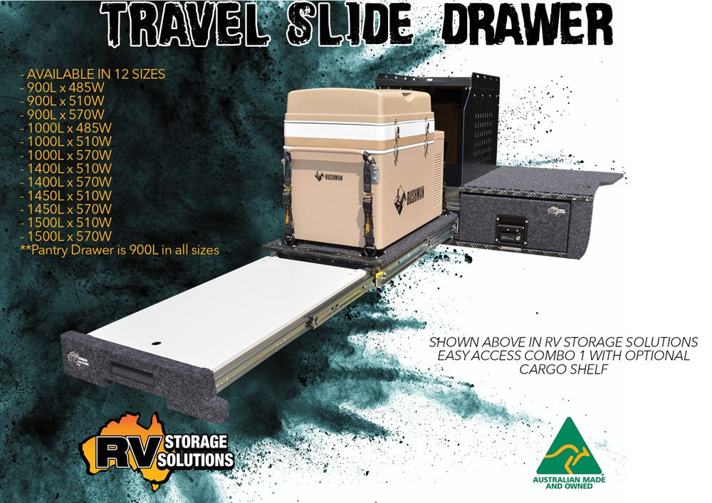 1450 x 510 RV STORAGE TRAVEL SLIDE DRAWER + LID