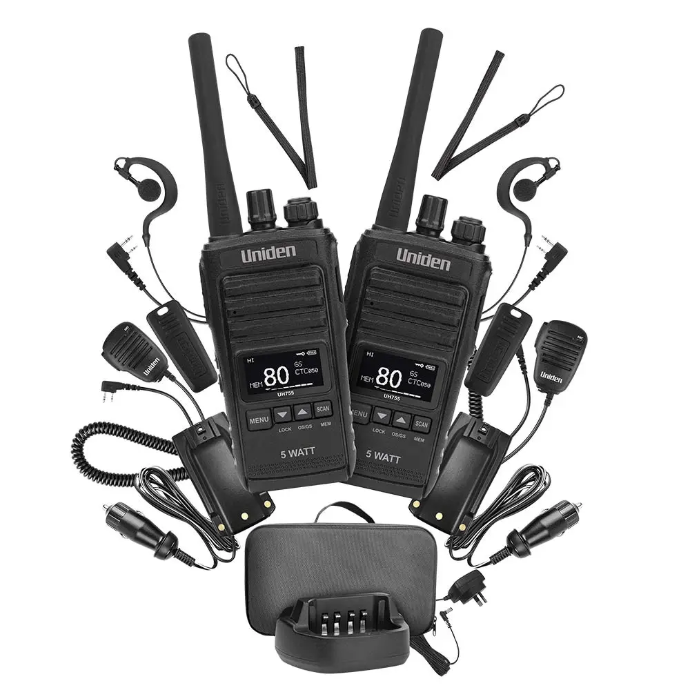 TWIN PACK UNIDEN HAND HELD 5W UHF IP54 RATED